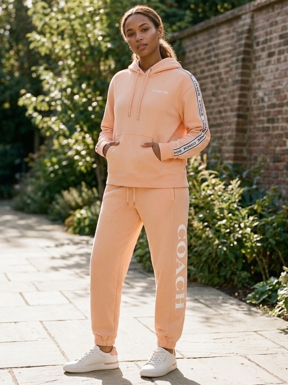 Coach Essentials Apricot Logo Hoodie Jogger Set pants shirt medium $650‎